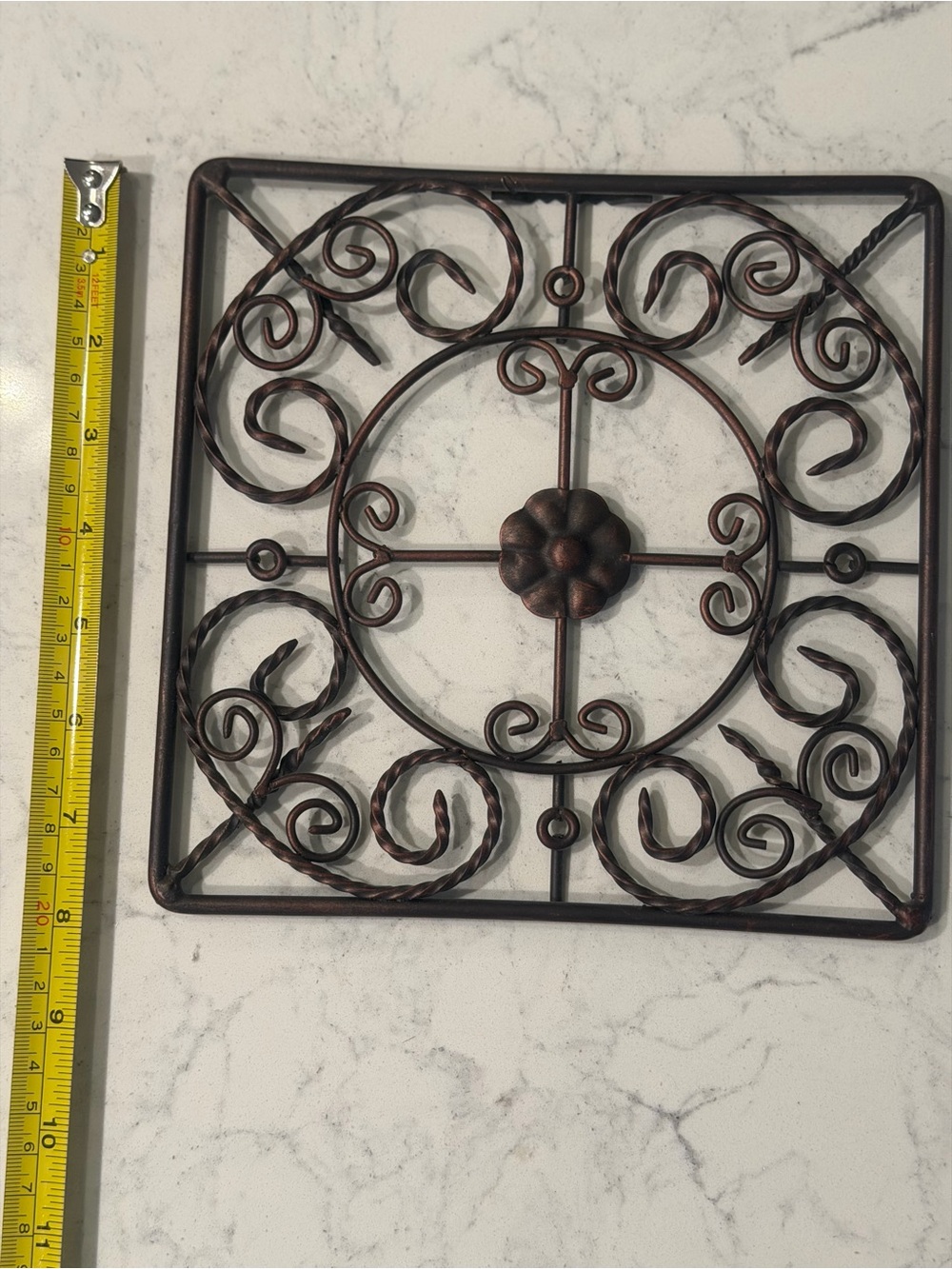 Brown Wrought Iron Wall Art Set - Decorative Scroll Medallions - Picture 5 of 6